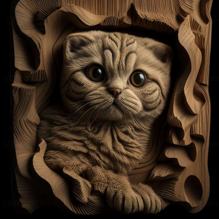 3D model Scottish Fold cat (STL)